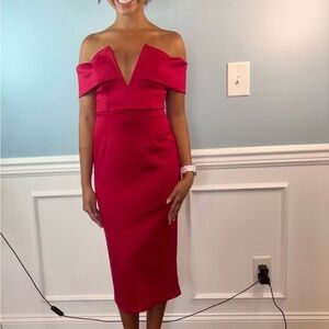 Elegant Red Off-Shoulder Dress